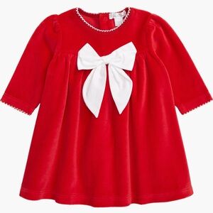 NWT KISSY KISSY BOW LONG SLEEVE VELOUR DRESS 18/24M